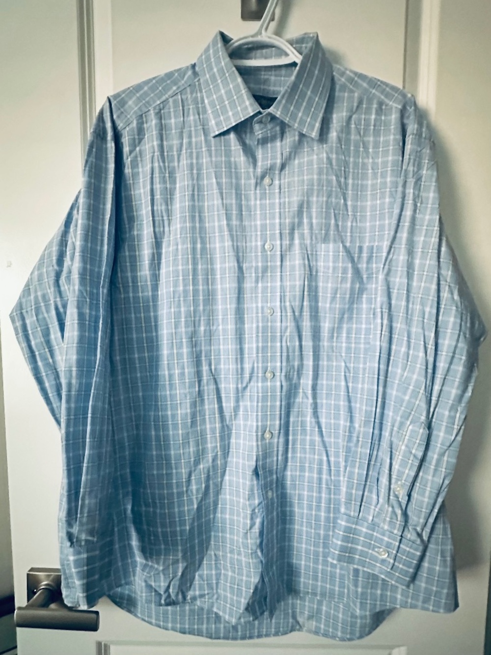 Club Room Men’s Button Down Mens Shirt 17/32-3” Blue/light Yellow Print